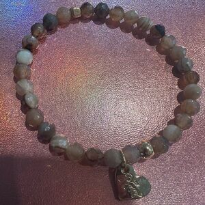 Silver and Gray Natural Stone Bracelet